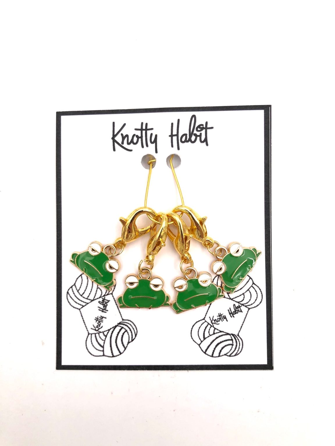 Froggies 4 x Enamel Stitch Markers (Lobster Claw) Knotty Habit