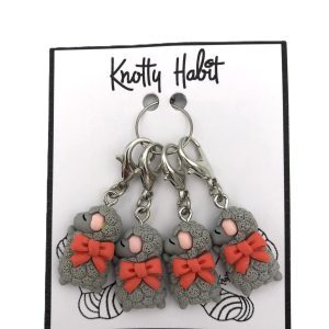 Sheepies with a Bow - 4 x Stitch Markers (Lobster Claw)